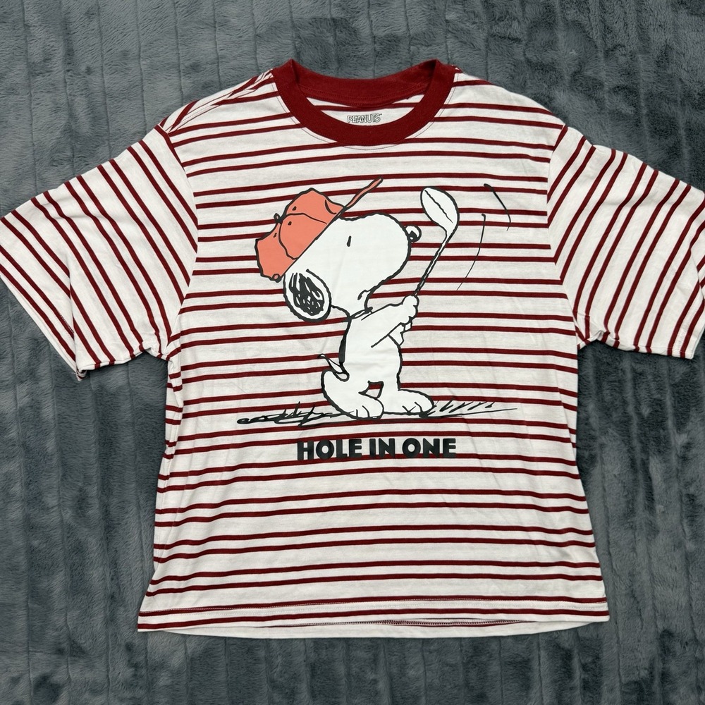 Peanuts Snoopy Golf Shirt Hole In One Men's Medium Graphics in Front New NWT
